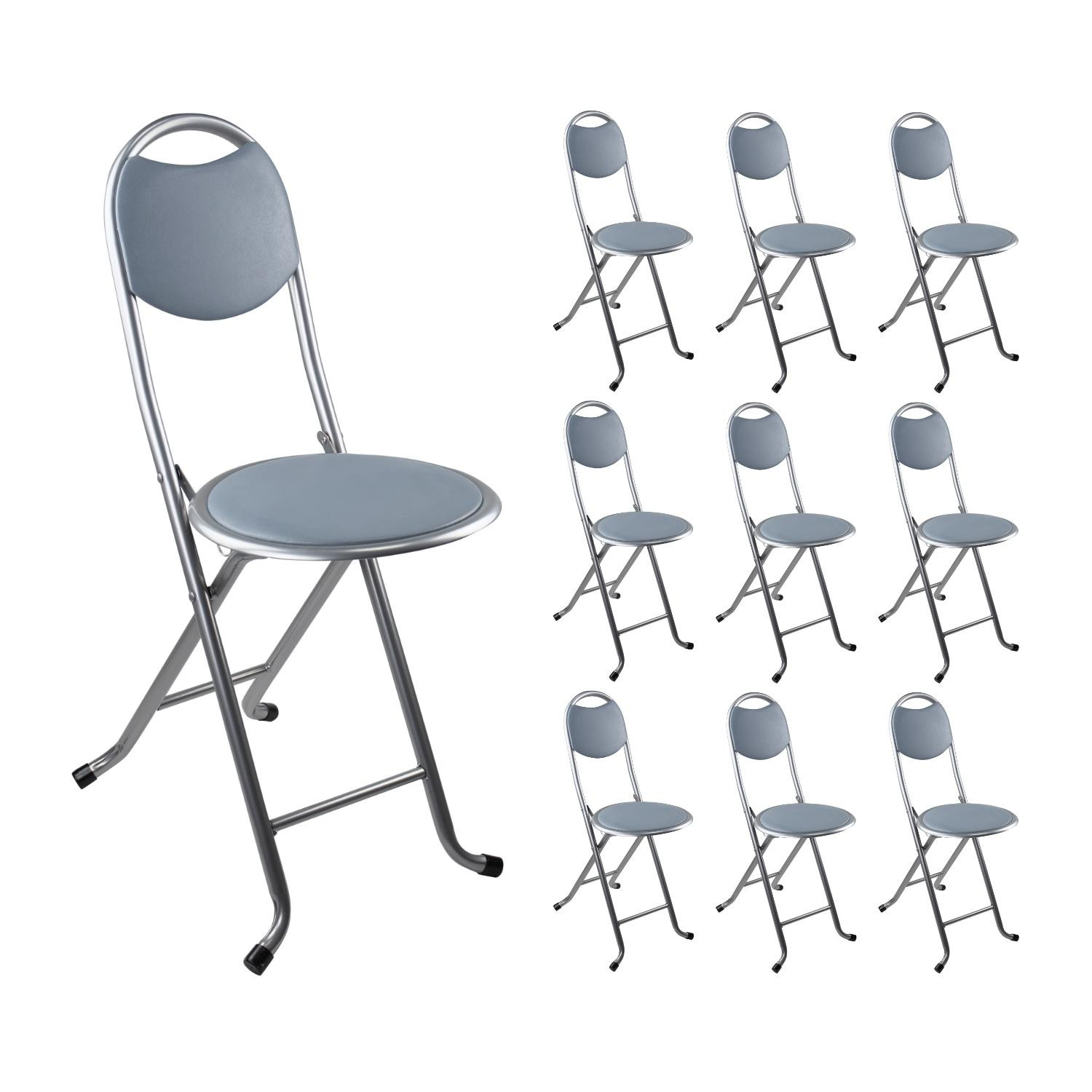 Pack 10 Taburetes Plegables con Respaldo 32x36x73.5cm 7house Taburetes 1